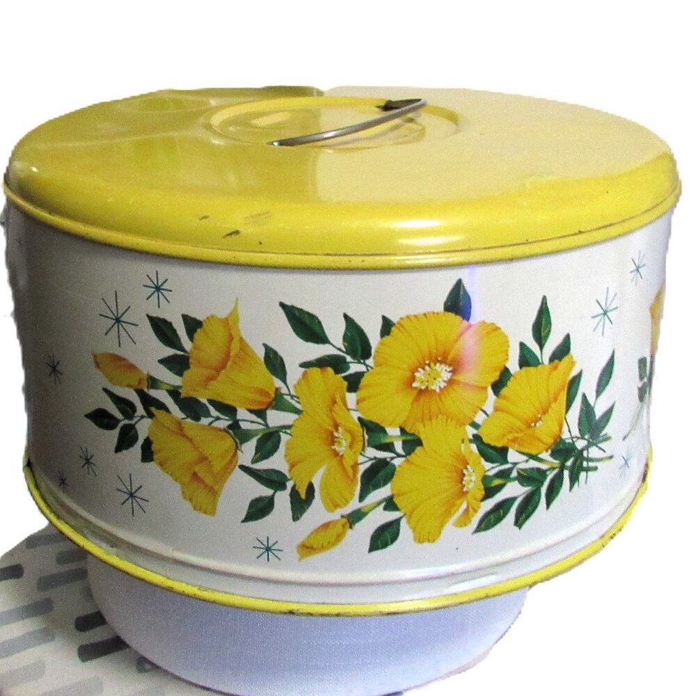 OLD MID-CENTURY CAKE COVER, METAL, SHABBY CHIC, COVER ONLY